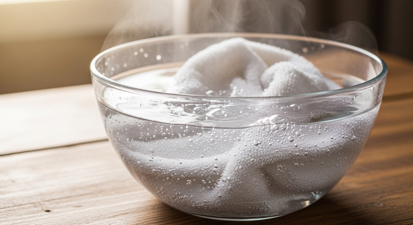 과탄산소다와 뜨거운 물을 활용해 수건 악취와 세균을 완벽하게 제거하는 세탁 과정