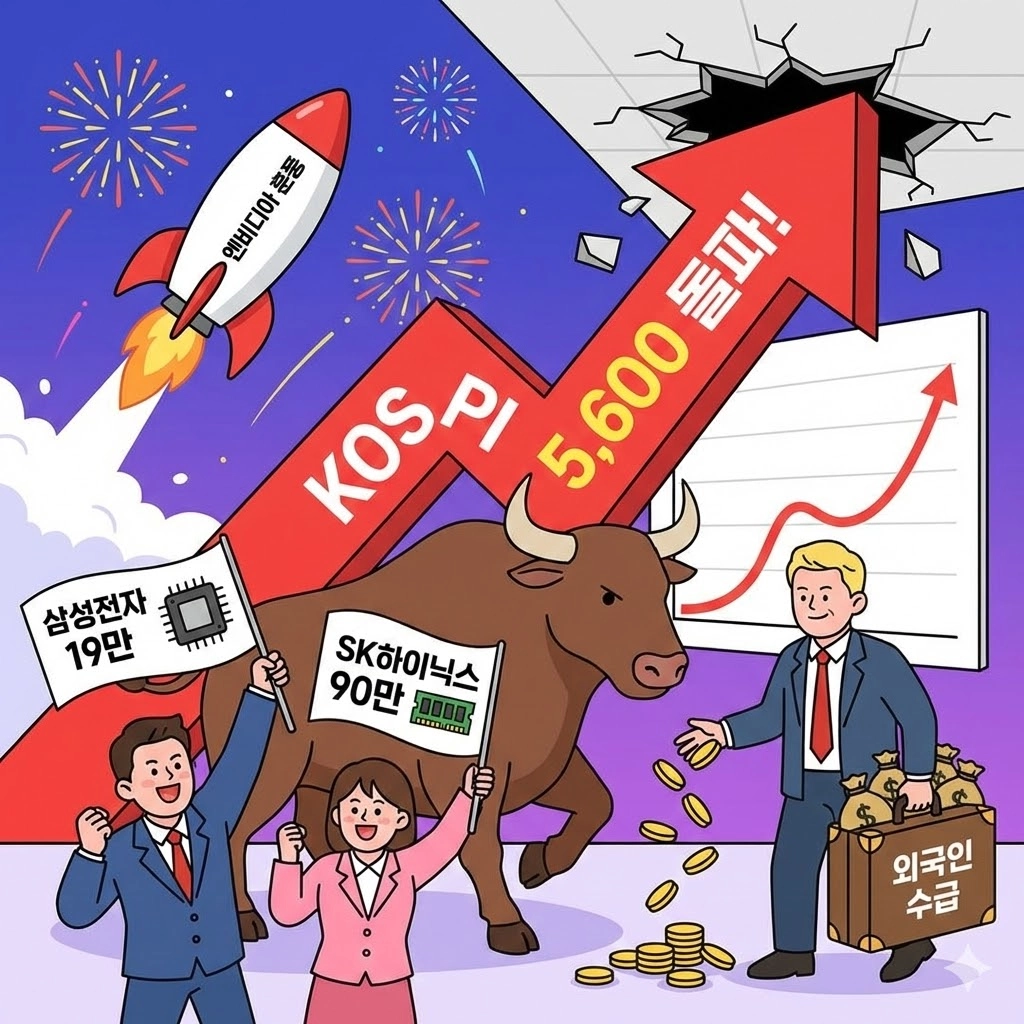 [당일시황] 코스피 5,600선 첫 돌파! '19만전자&middot;90만닉스' 시대 개막, 오후장 폭락 주의보는 왜