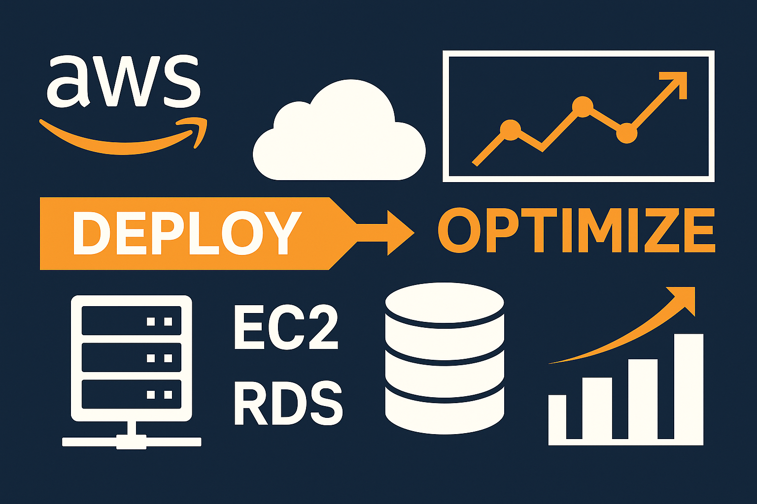 AWS EC2 and RDS deployment architecture diagram showing cloud infrastructure optimization strategies and cost reduction techniques