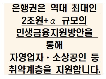 민생금융지원방안