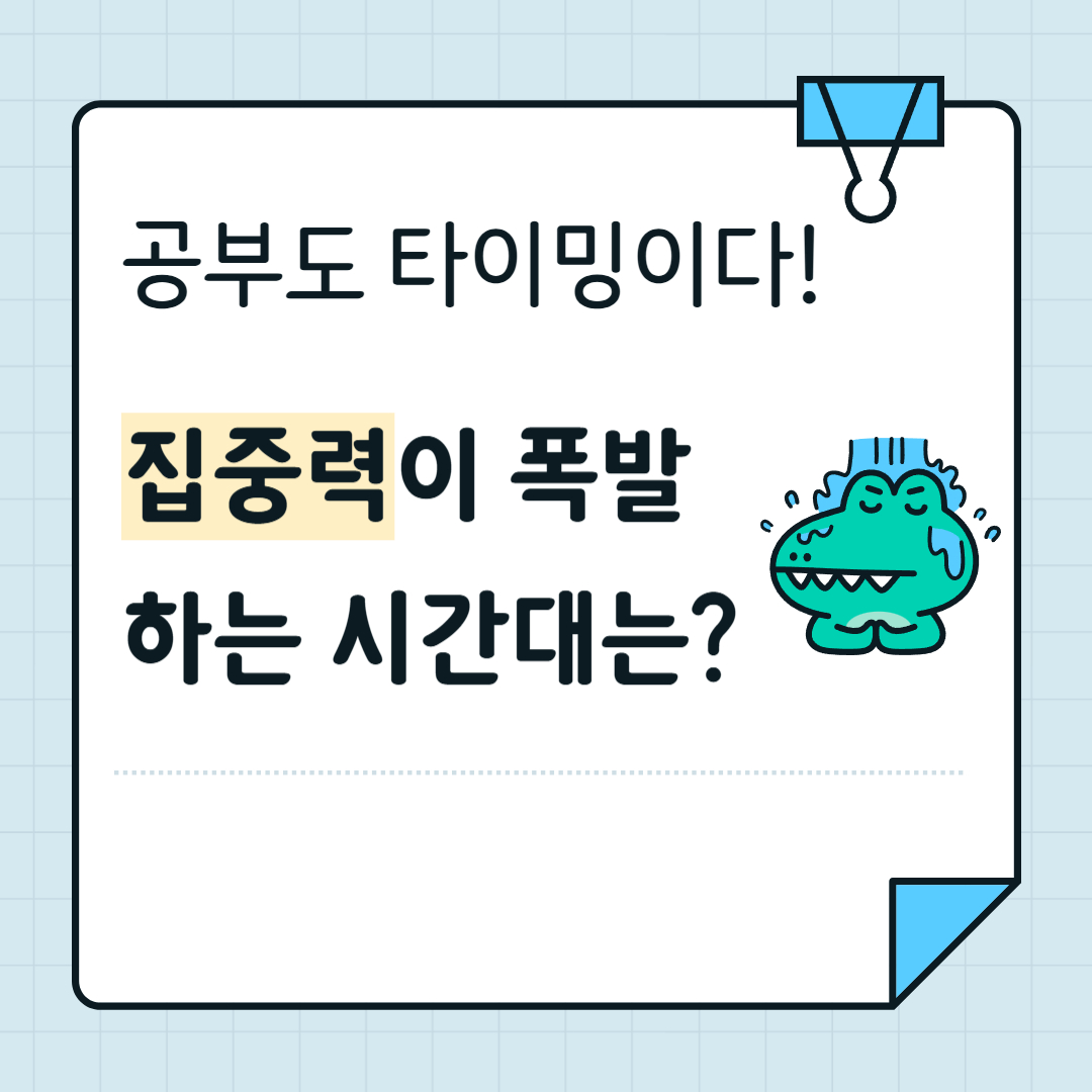 공부도 타이밍이다. 집중력이 폭발 하는 시간대는?