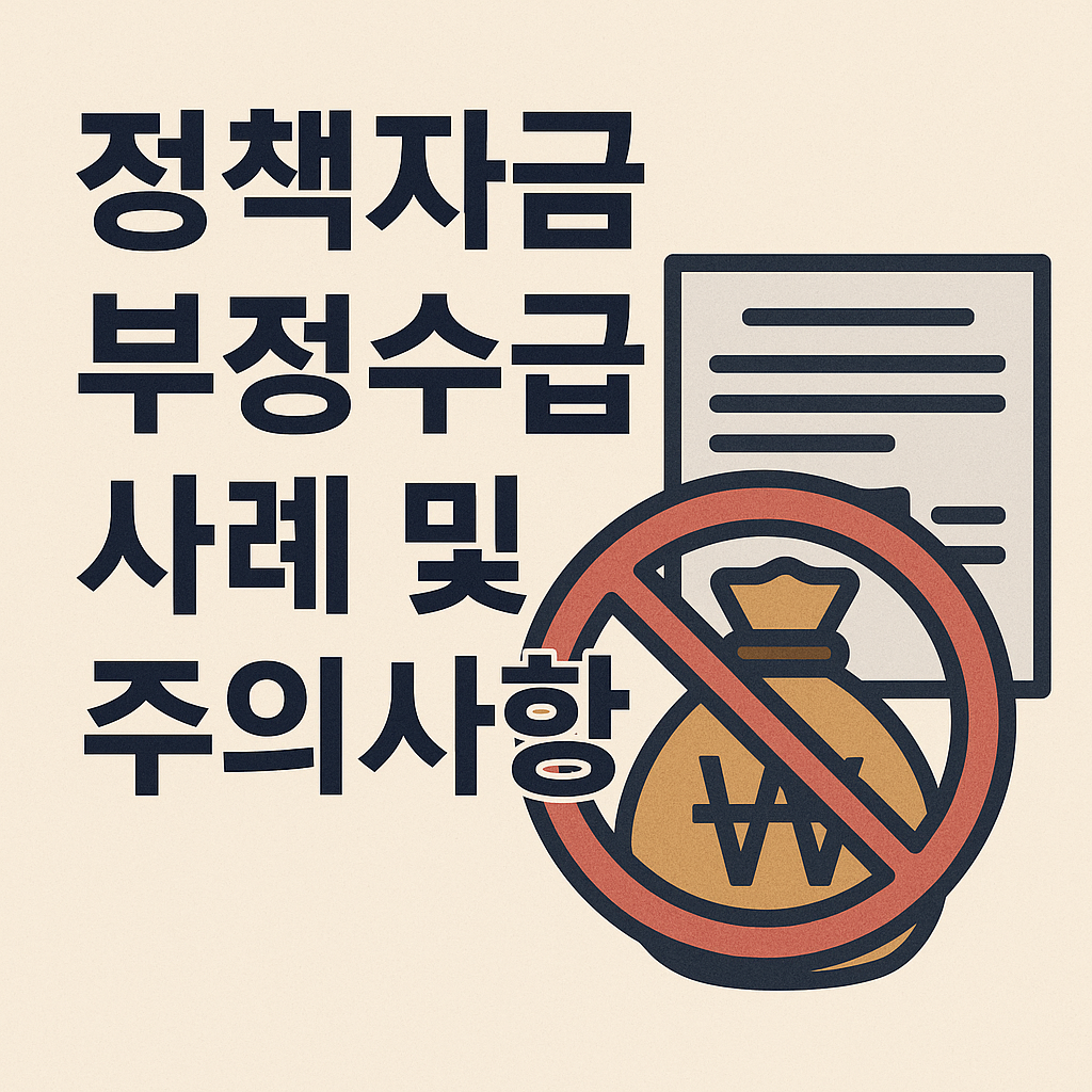 정책자금 부정수급 사례및 주의사항 문구와 금지 이미지
