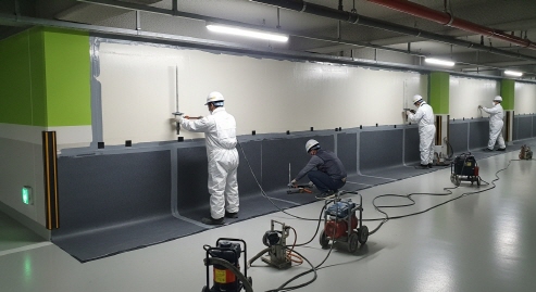 지하주차장 물막이판 설치 모습