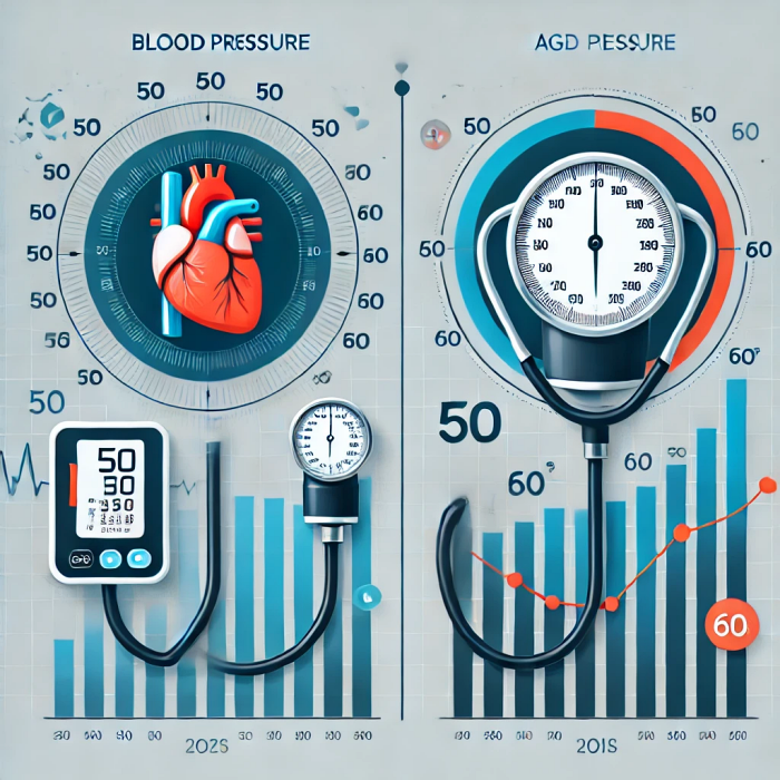 50대와 60대의 나이에 따른 혈압 변화를 비교한 그래프
