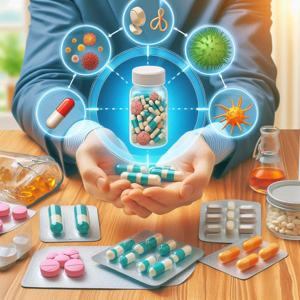 항생제를 들고 있는 사람