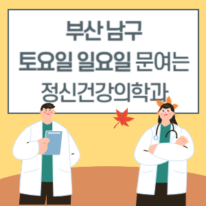 부산 남구 토요일 일요일 정신건강의학과 진료 병원 리스트