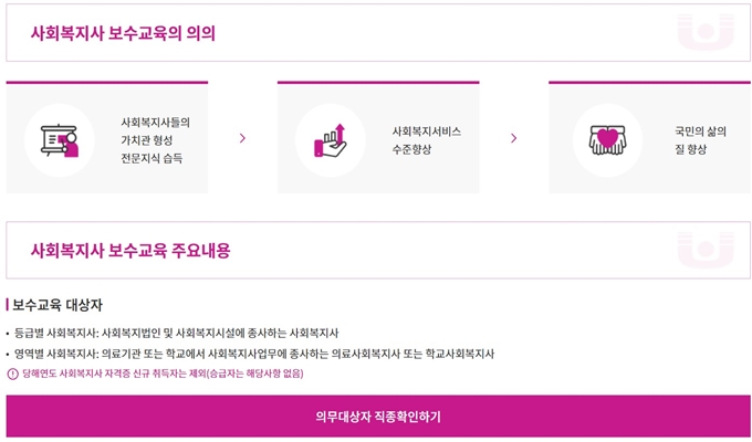 사회복지사 보수교육센터 웹사이트 이용방법