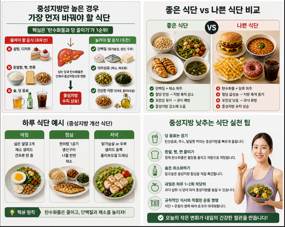 중성지방만 높은 경우, 운동보단 가장 먼저 바꿔야 할 식단