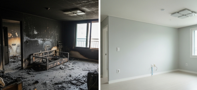 예산 화재청소 작업 전후 사진