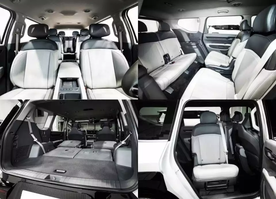 EV9의 2열과 3열 주요 공간은 이렇습니다.