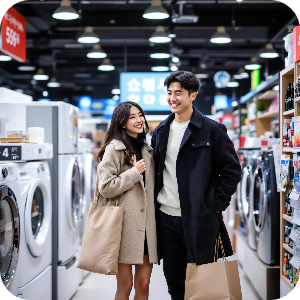 혼수가전 준비하는 예비 부부 이미지