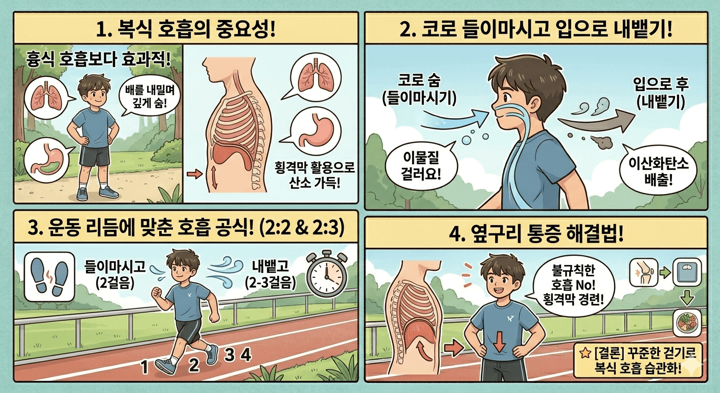 걷기 운동 시 올바른 호흡법