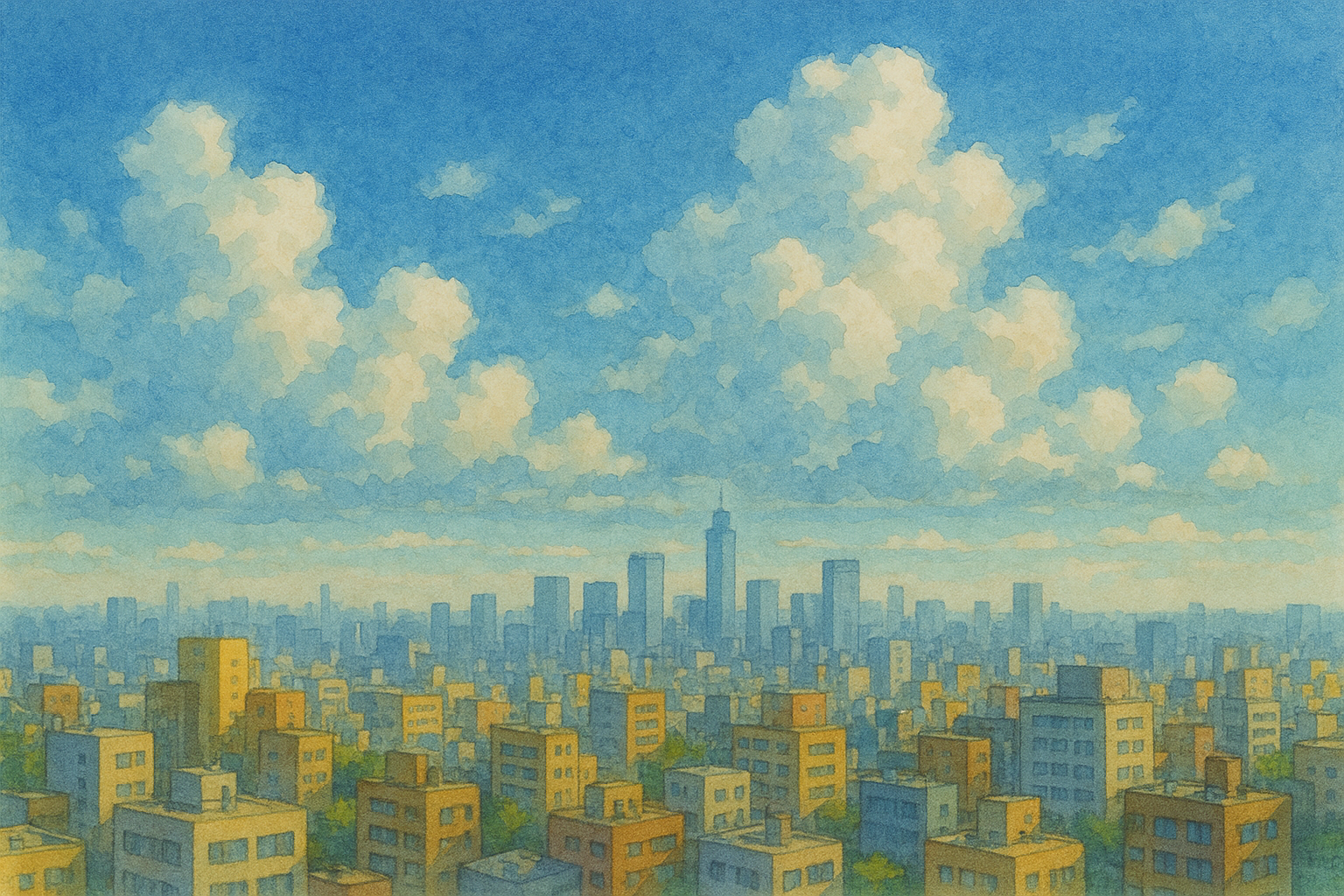 도시 풍경과 구름의 조화