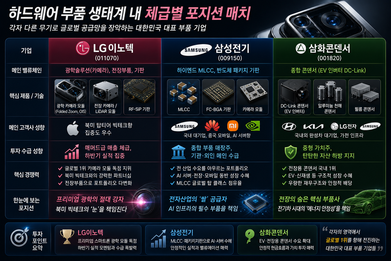 하드웨어 부품 생태계 내 체급별 포지션 매치