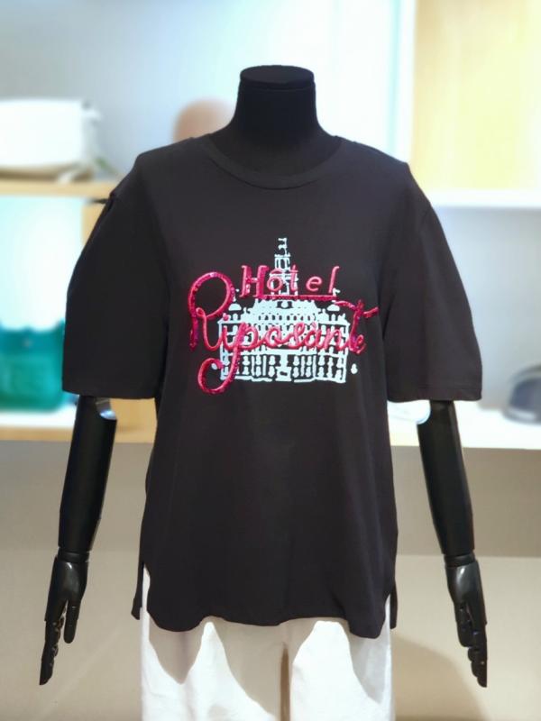 베네통 레터링 자수 스팽글 티셔츠 BK BATS71231