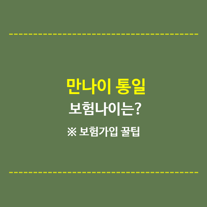 만나이통일-보험나이-보험가입꿀팁