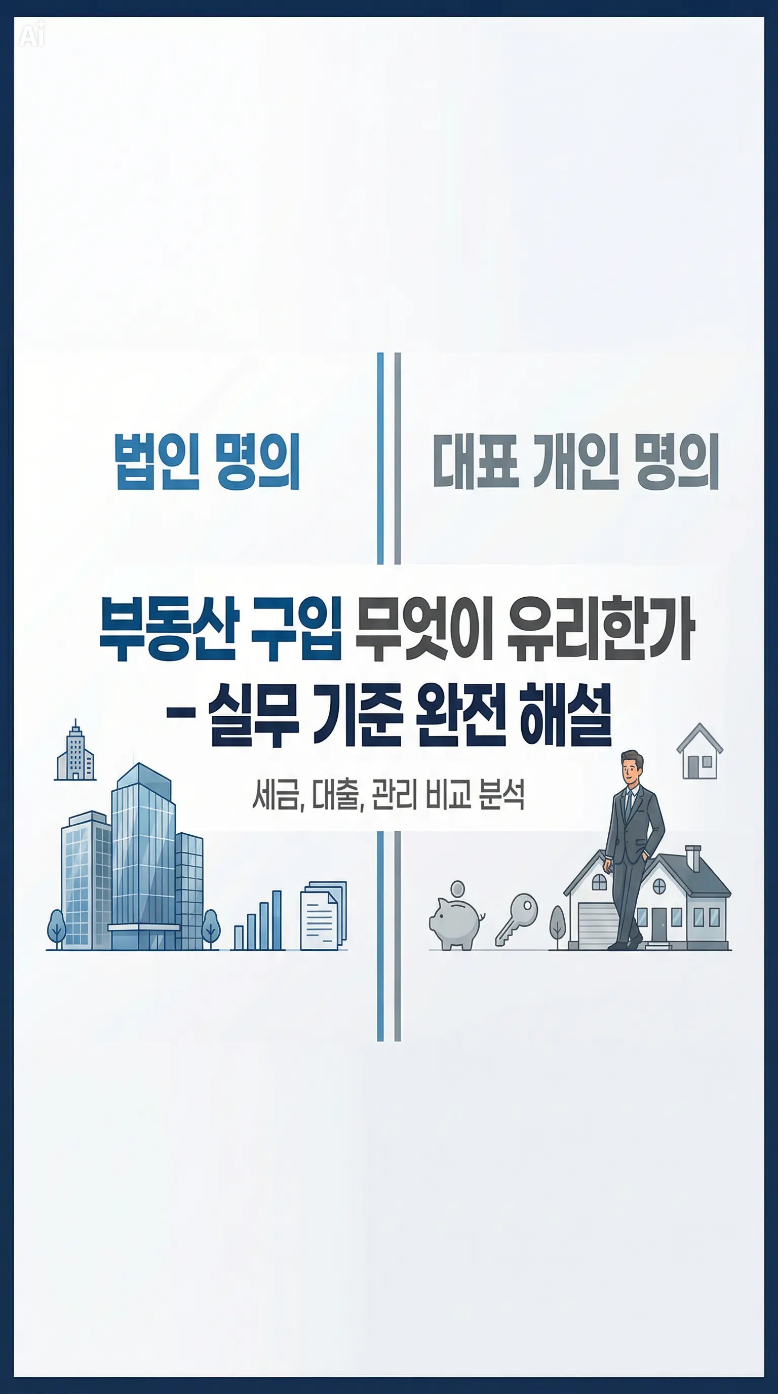 법인 명의 vs 대표 개인 명의 부동산 구입, 무엇이 유리한가 — 실무 기준 완전 해설