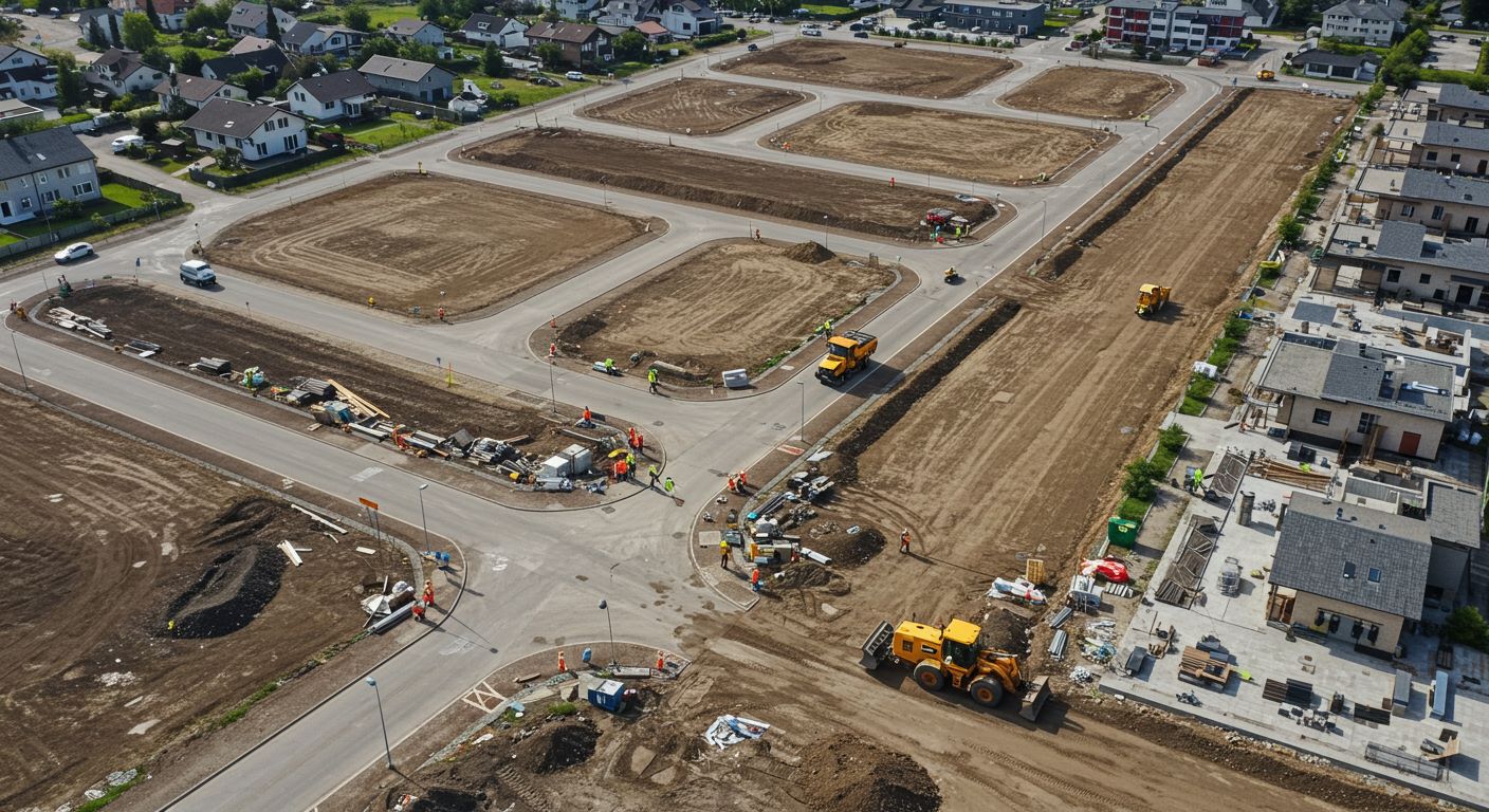 환지처분 받은 토지를 공사하는 사진