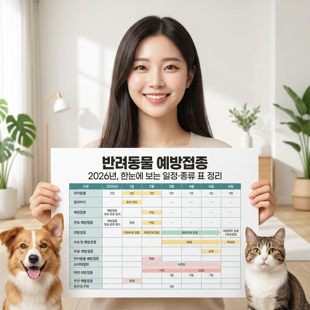 반려동물 예방접종 2026년 ｜ 한눈에 보는 일정&middot;종류 표 정리