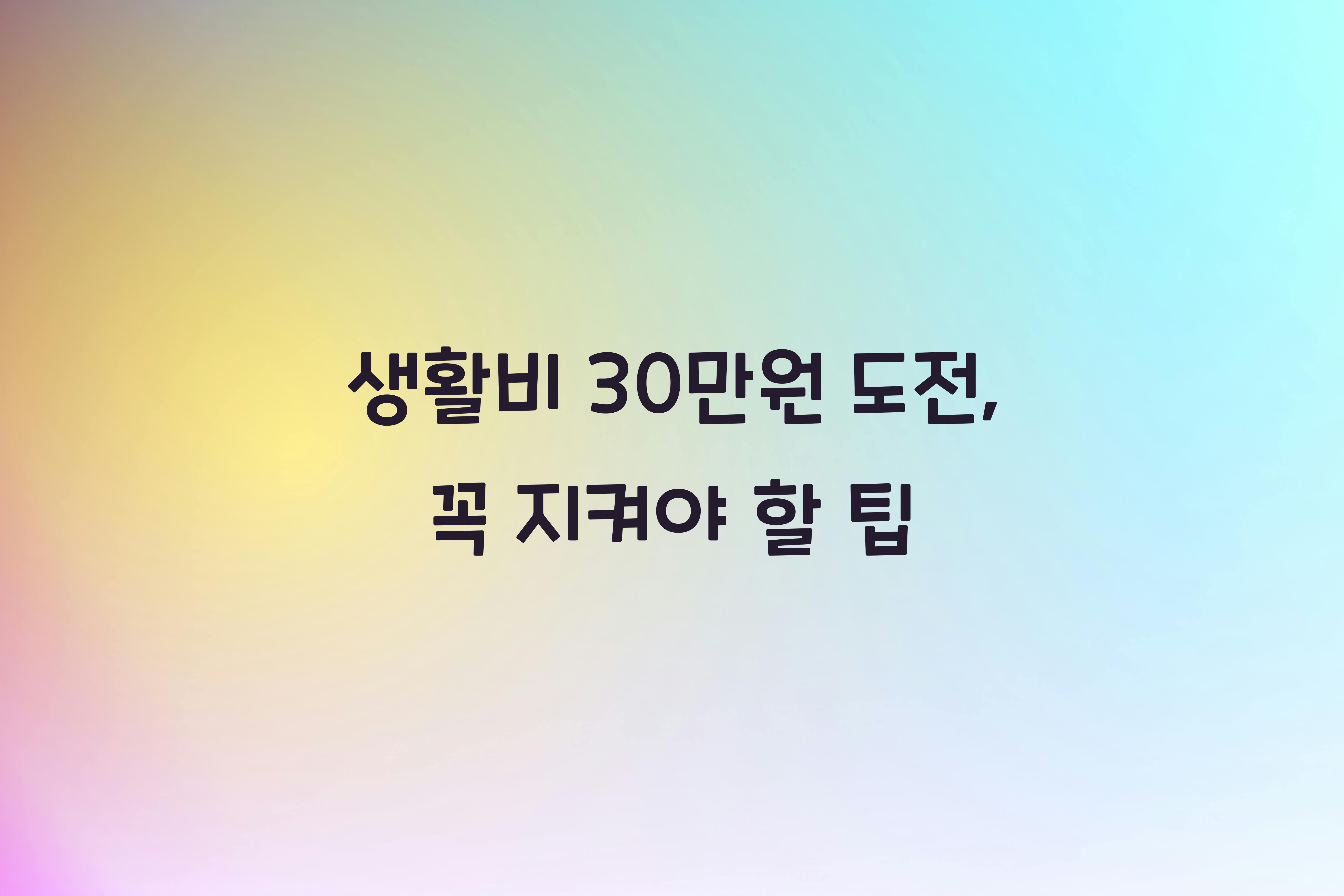 생활비 30만원 도전