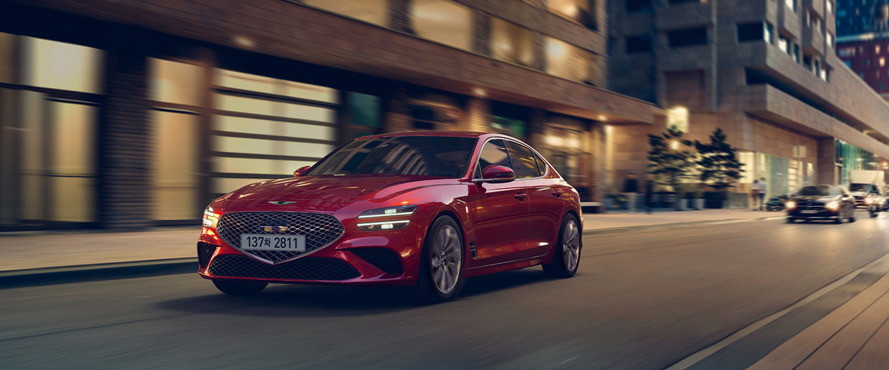 2023년형 G70 외관 전측면 사진