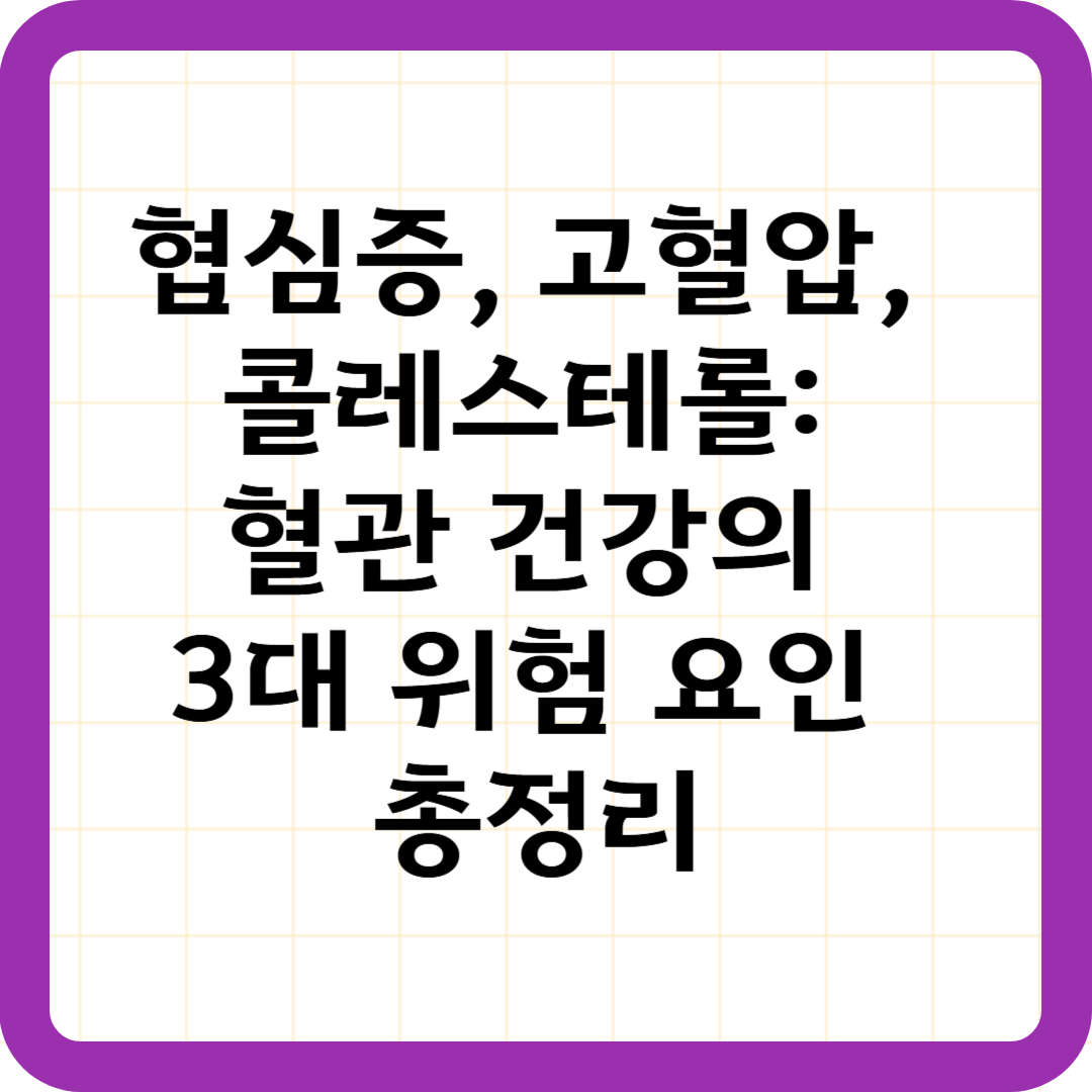 협심증, 고혈압, 콜레스테롤: 혈관 건강의 3대 위험 요인 총정리