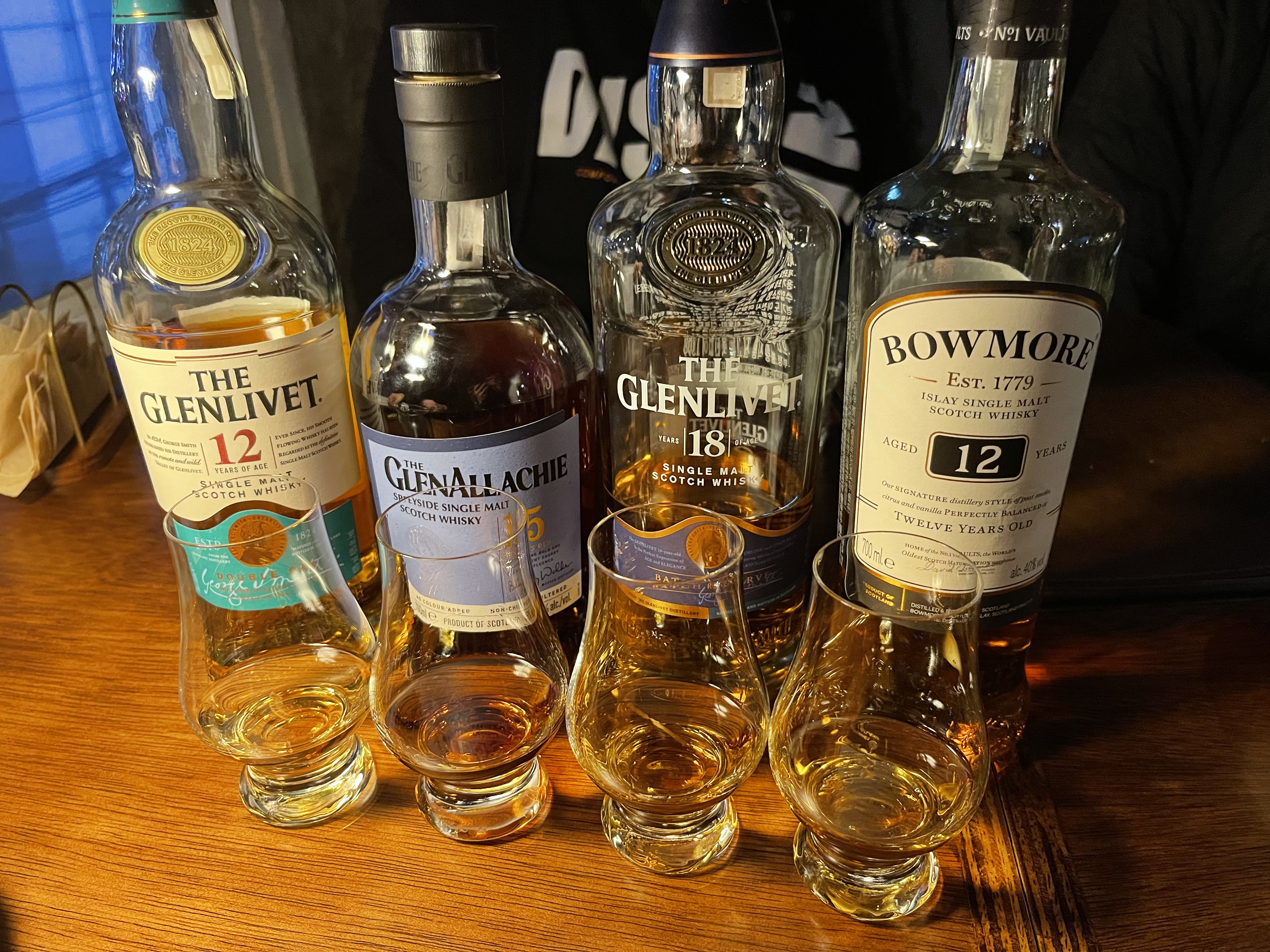 글렌리벳 12년, 글렌알라키 15년, 글렌리벳 18년, 보모어 12년