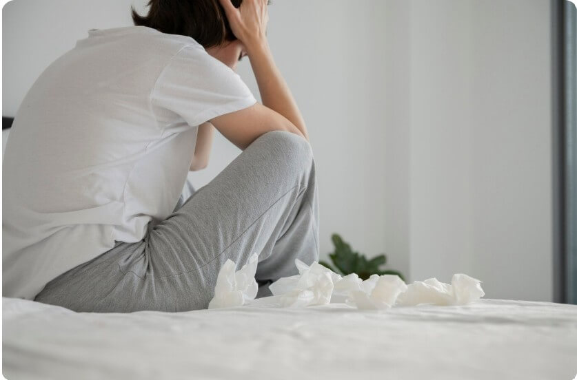 공황장애를 겪고 있는 여성