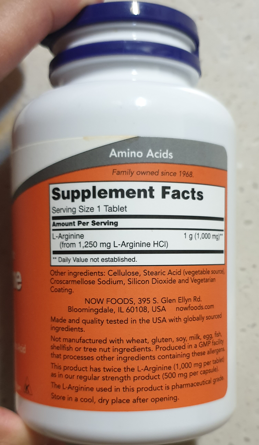 나우푸드-더블-스트랭스-L-아르기닌-1000mg-제품(Now-Foods-Double-strength-L-Arginine-1000mg)-효능