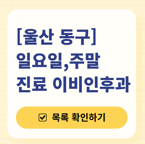 울산 동구 일요일 문 여는 이비인후과 목록 ❘ 토요일 휴일 주말 야간 병원 찾기