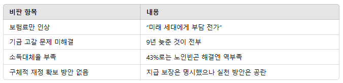 국민연금 개혁 비판항목