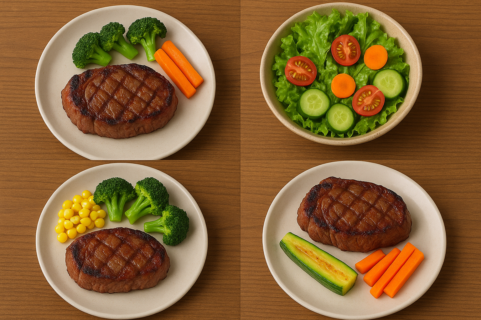 한우와 곁들인 야채 식단