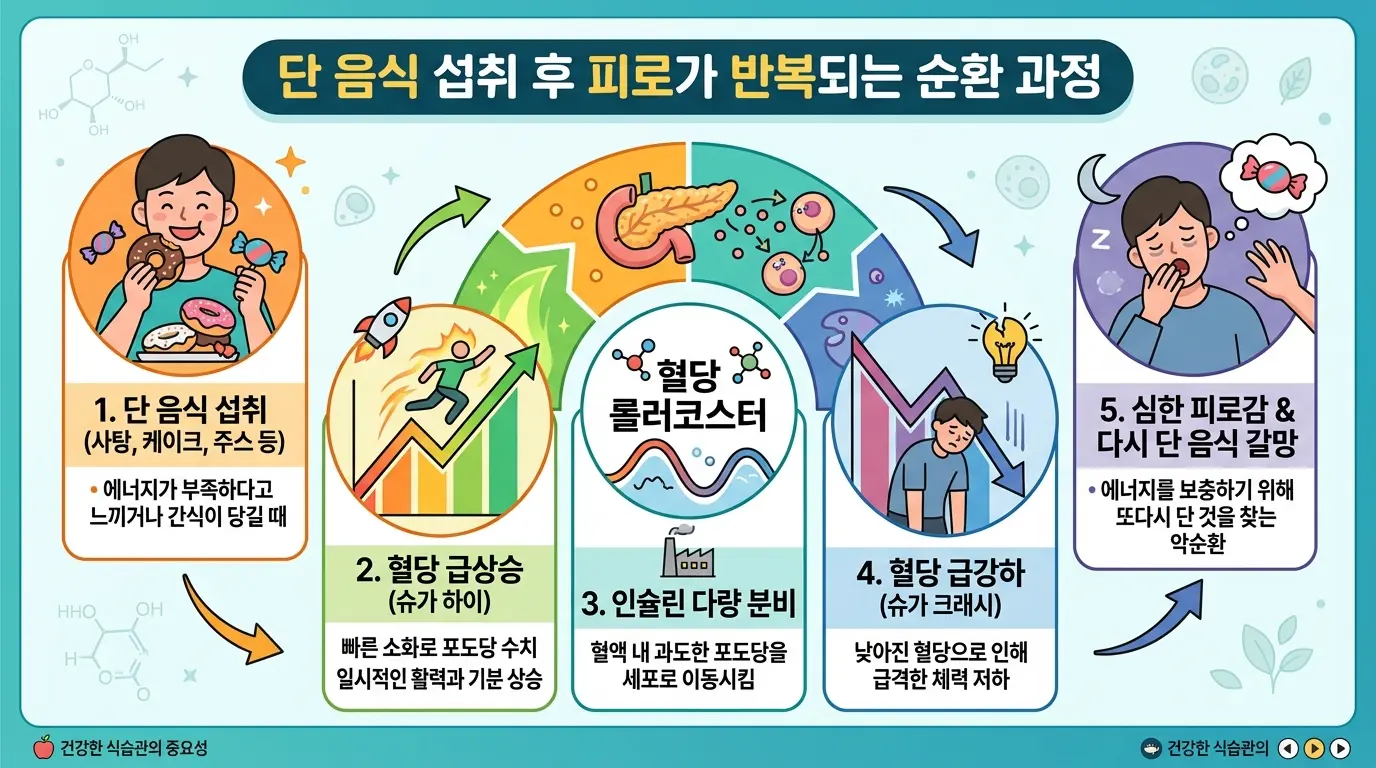 단 음식 반복 섭취와 피로 악화 패턴