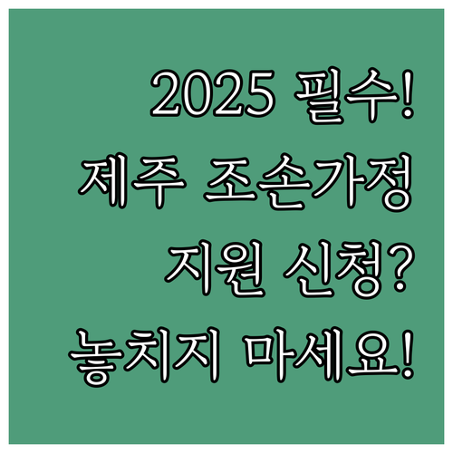 2025 제주 조손가정 학습지원, 지..