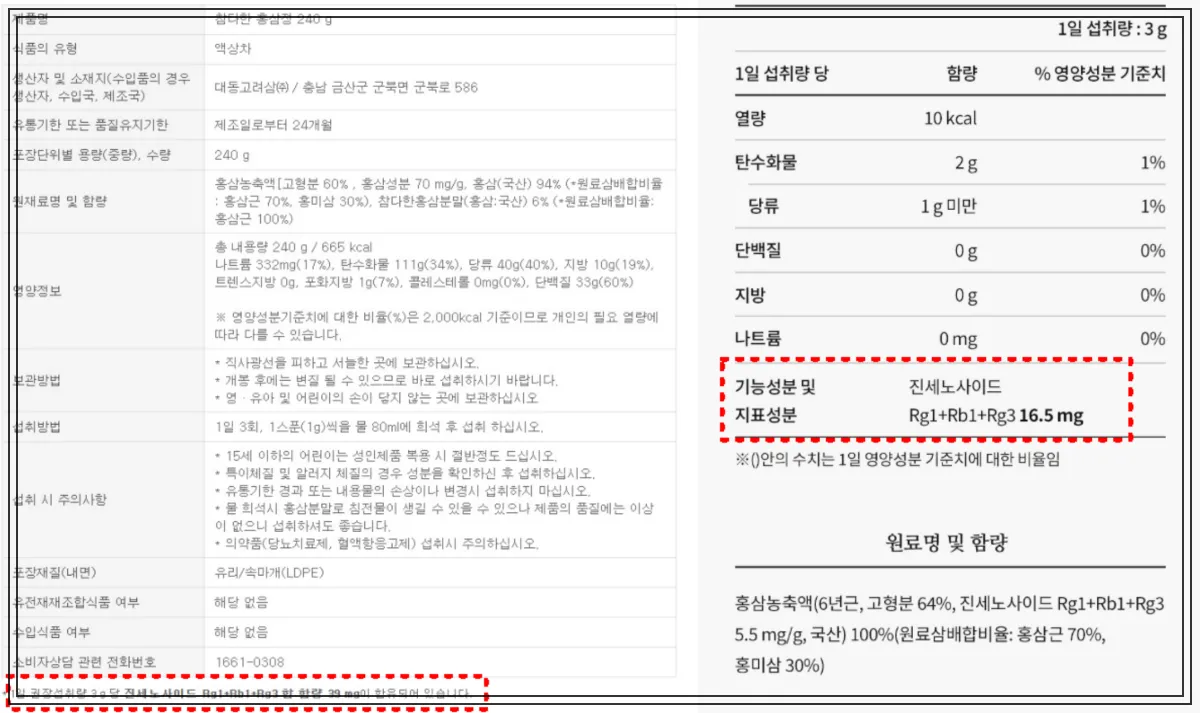 참다한과-정관장-홍삼정-성분차이-비교