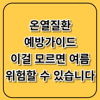 온열질환 예방가이드, 지금 이걸 모르면 여름나기가 위험할 수 있습니다