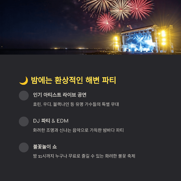 밤에는 환상적인 해변 파티