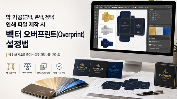박 가공(금박, 은박, 청박) 인쇄 파일 제작 시 벡터 오버프린트(Overprint) 설정법