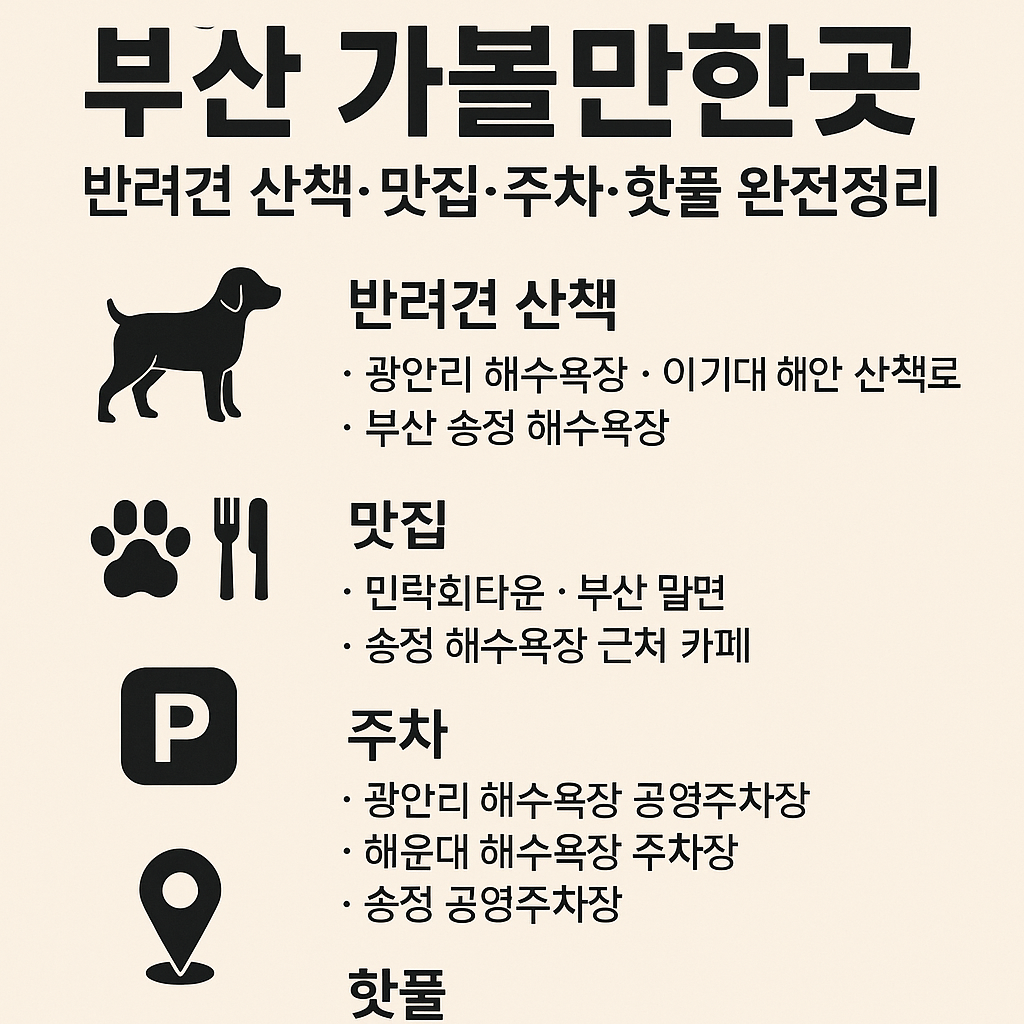 “부산 가볼만한곳 BEST 5 ❘ 반려견 동반 산책코스·맛집·주차·핫플 총정리”