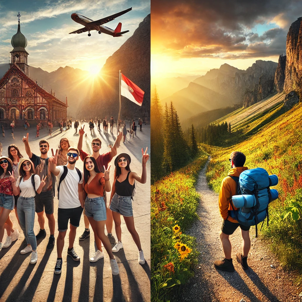 패키지여행과 자유여행 비교 사진