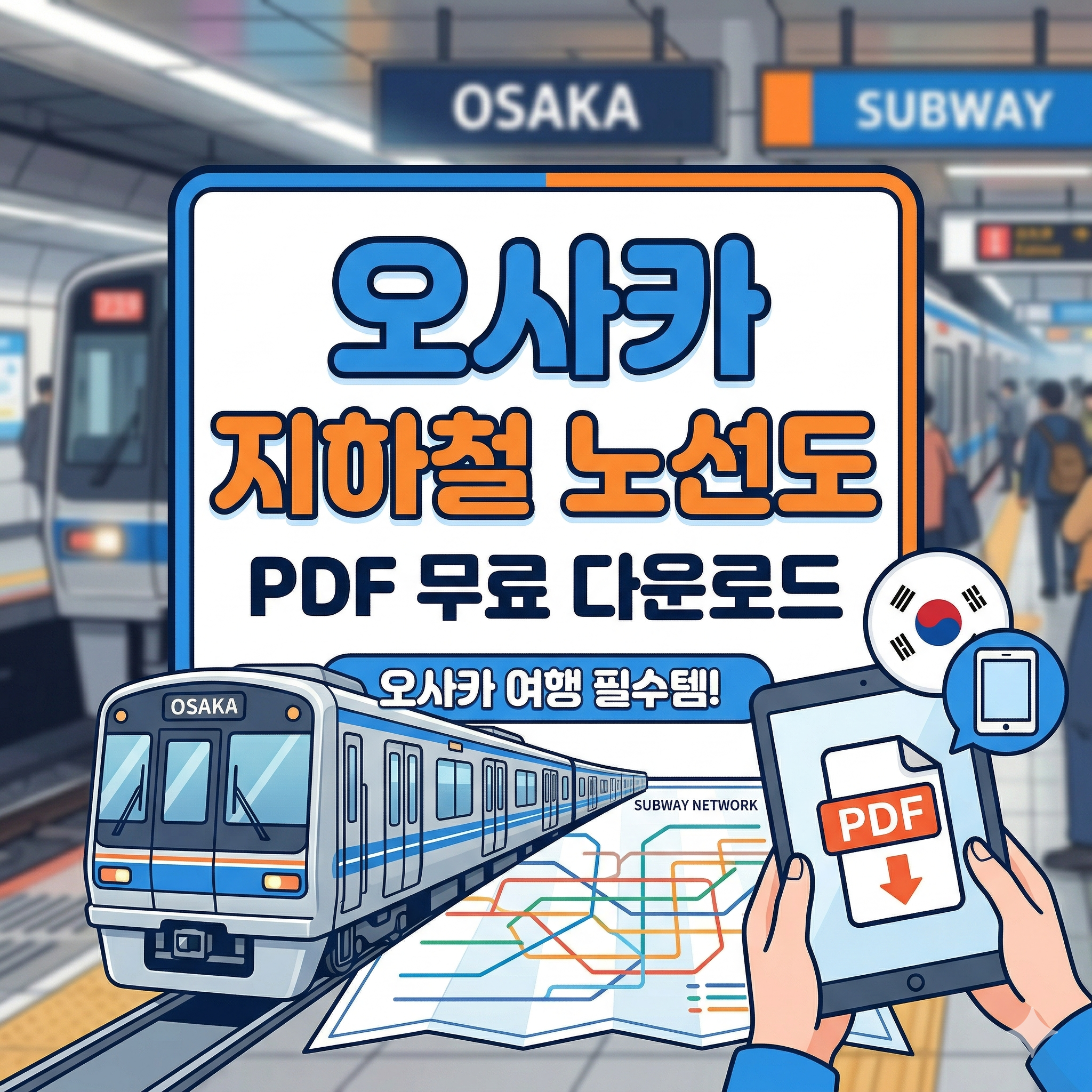 오사카 지하철 노선도 PDF 다운로드 한글 일본 여행 가이드