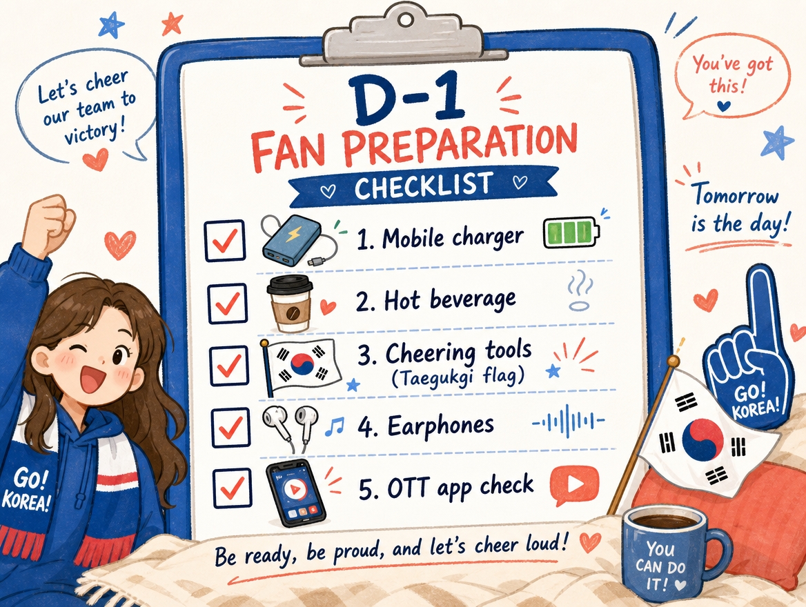 한국 vs 멕시코 D-1 응원 준비 체크리스트 응원 키트 일러스트