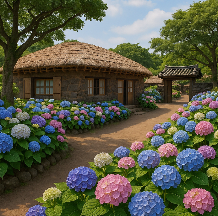 제주민속촌 수국축제 모습