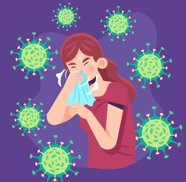 감기에 걸려 가래가 나오는 그림