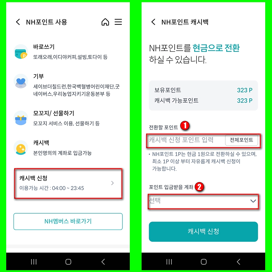 NH콕뱅크 포인트 현금 전환하기_2