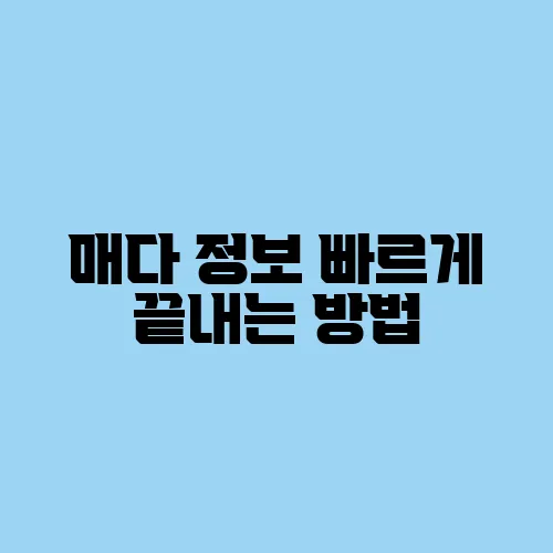 매다 정보 빠르게 끝내는 방법
