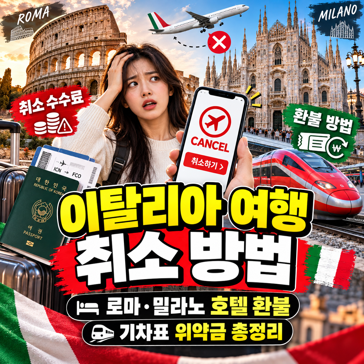 이탈리아 여행 취소 방법｜로마&middot;밀라노 호텔 환불과 기차표 위약금 총정리