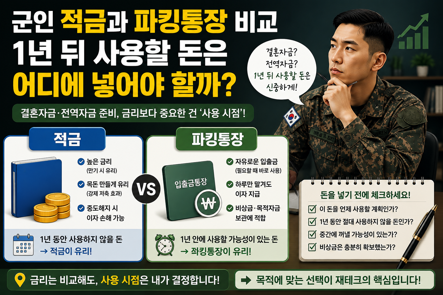 군인 적금과 파킹통장 비교｜1년 뒤 사용할 돈은 어디에 넣어야 할까?