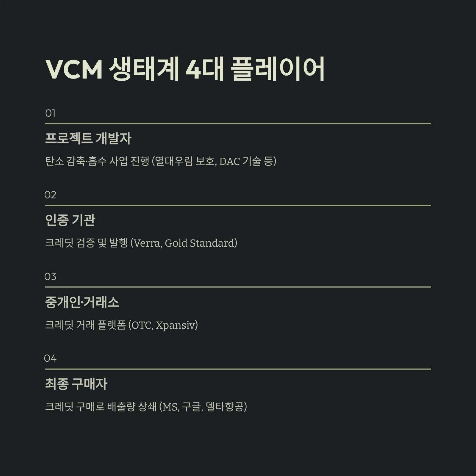 VCM 생태계 4대 플레이어