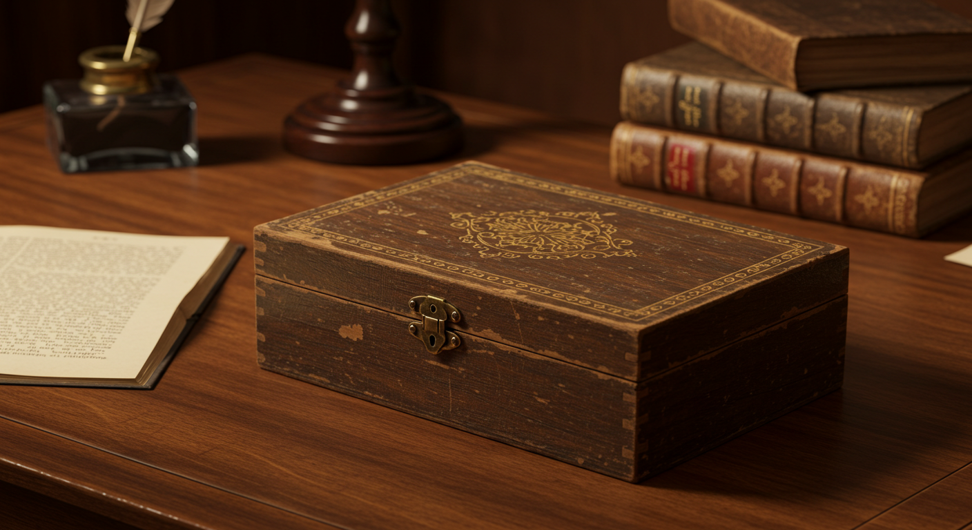 책상위 낡은 상자